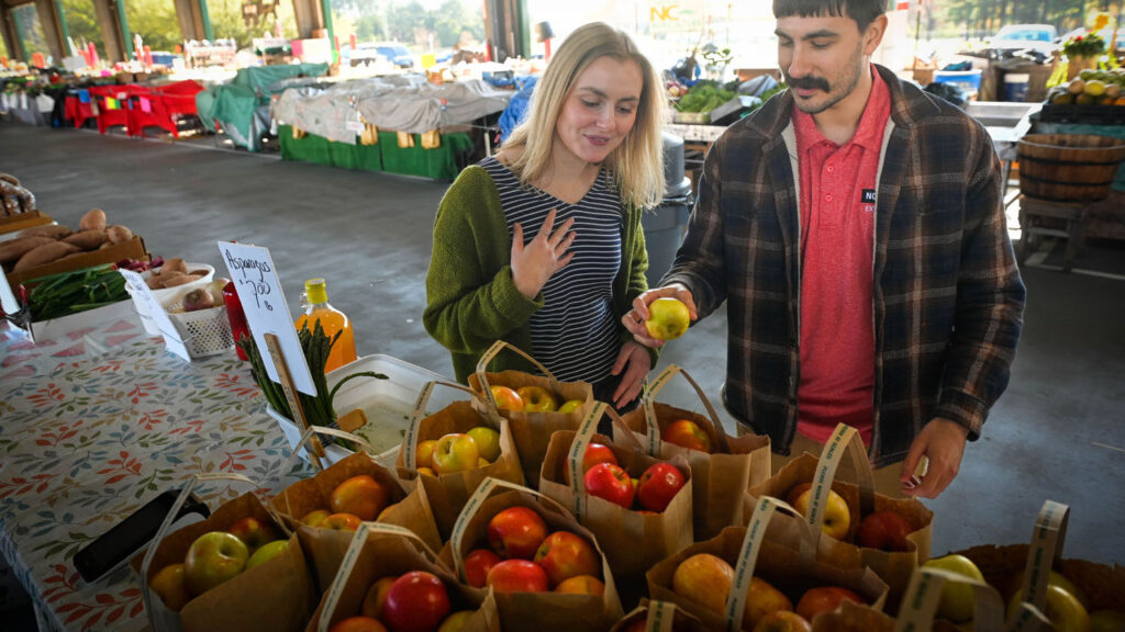 More than 100 fruits and vegetables, like apples and many other farmers market favorites, depend on honey bees for pollination.